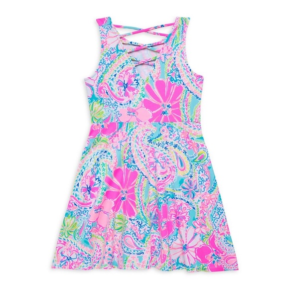 NWT Lilly Pulitzer Kids Neon Floral Carice Dress | 12 - Picture 2 of 2